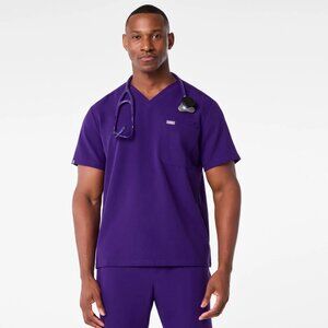 Figs Leon Three Pocket Scrub Top Purple Pulse XL